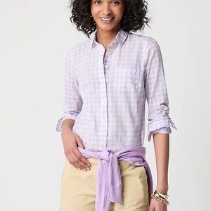 J.CREW Women’s XXS Purple Gingham Checked Button Up Signature Fit Blouse Preppy